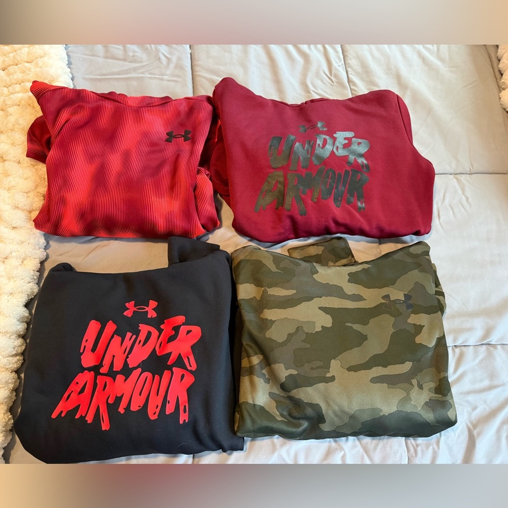 Under Armour Red, Black, and Camo Sweatshirt Set